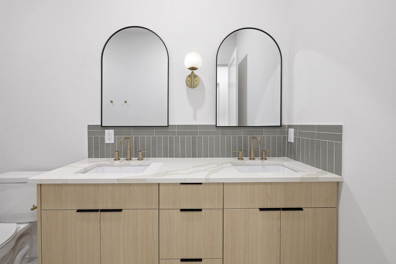 Bath — herringbone tile